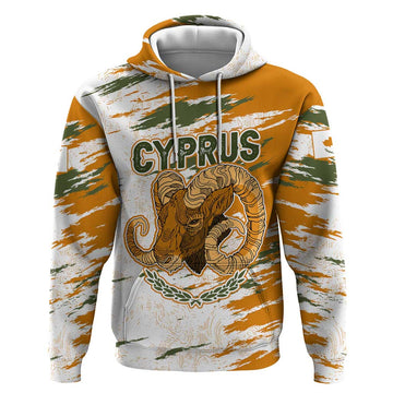 Cyprus Hoodie with Mouflon Illustration Design and National Laurel TS04