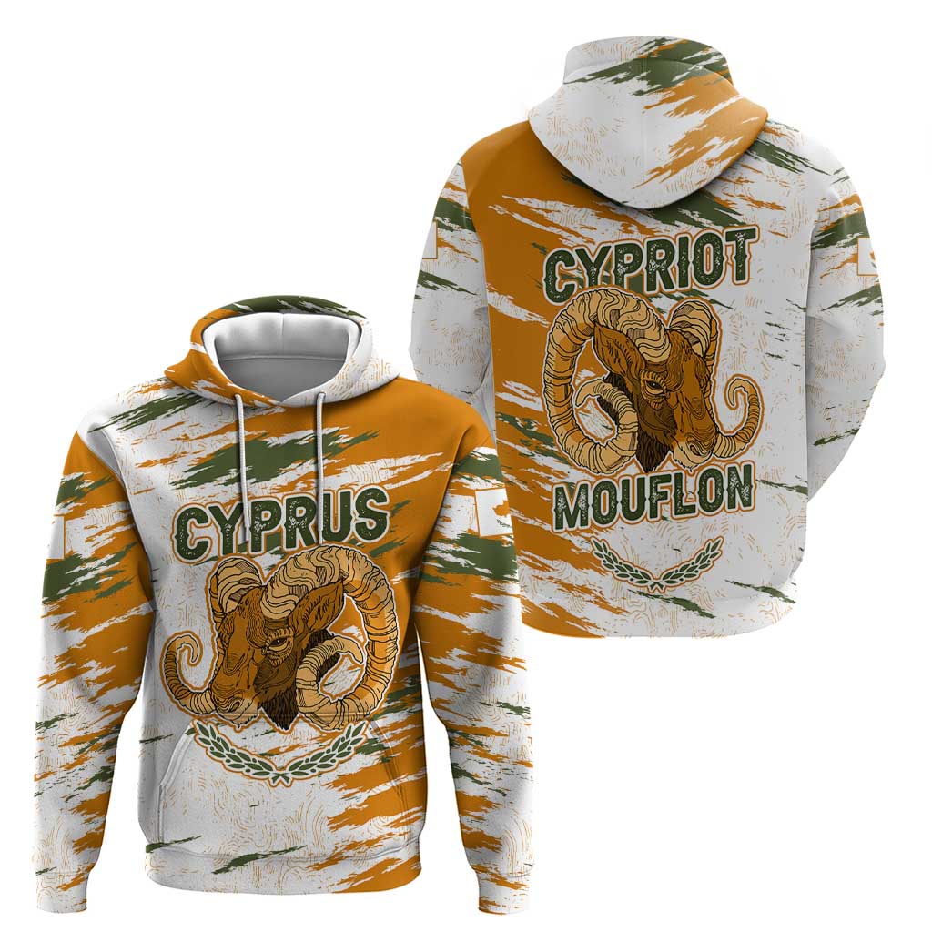 Cyprus Hoodie with Mouflon Illustration Design and National Laurel TS04