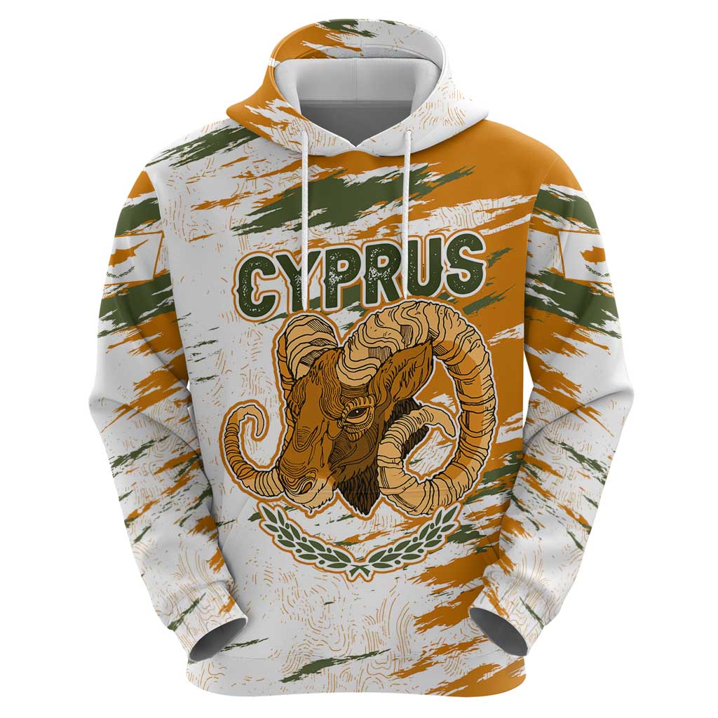 Cyprus Hoodie with Mouflon Illustration Design and National Laurel TS04