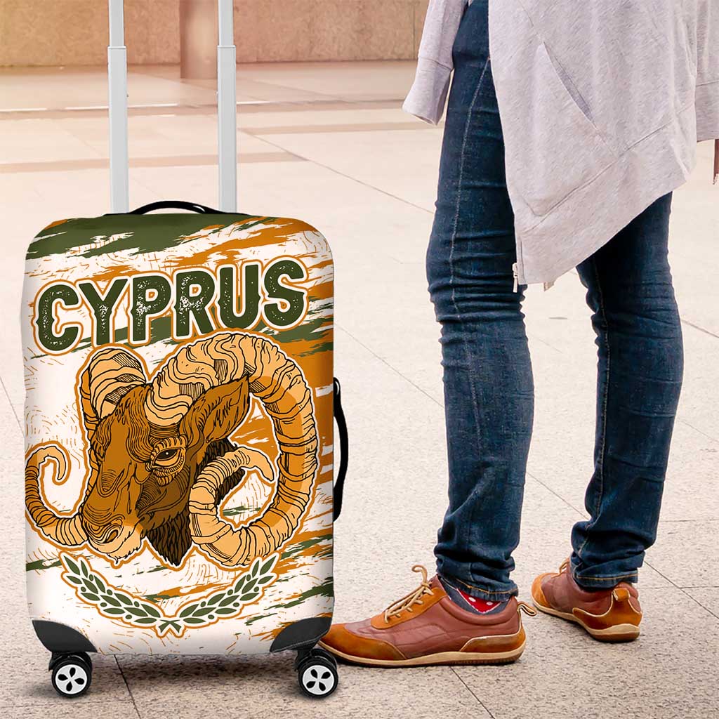 Cyprus Luggage Cover with Mouflon Illustration Design and National Laurel TS04