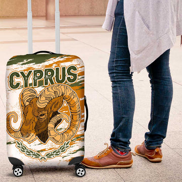 Cyprus Luggage Cover with Mouflon Illustration Design and National Laurel TS04