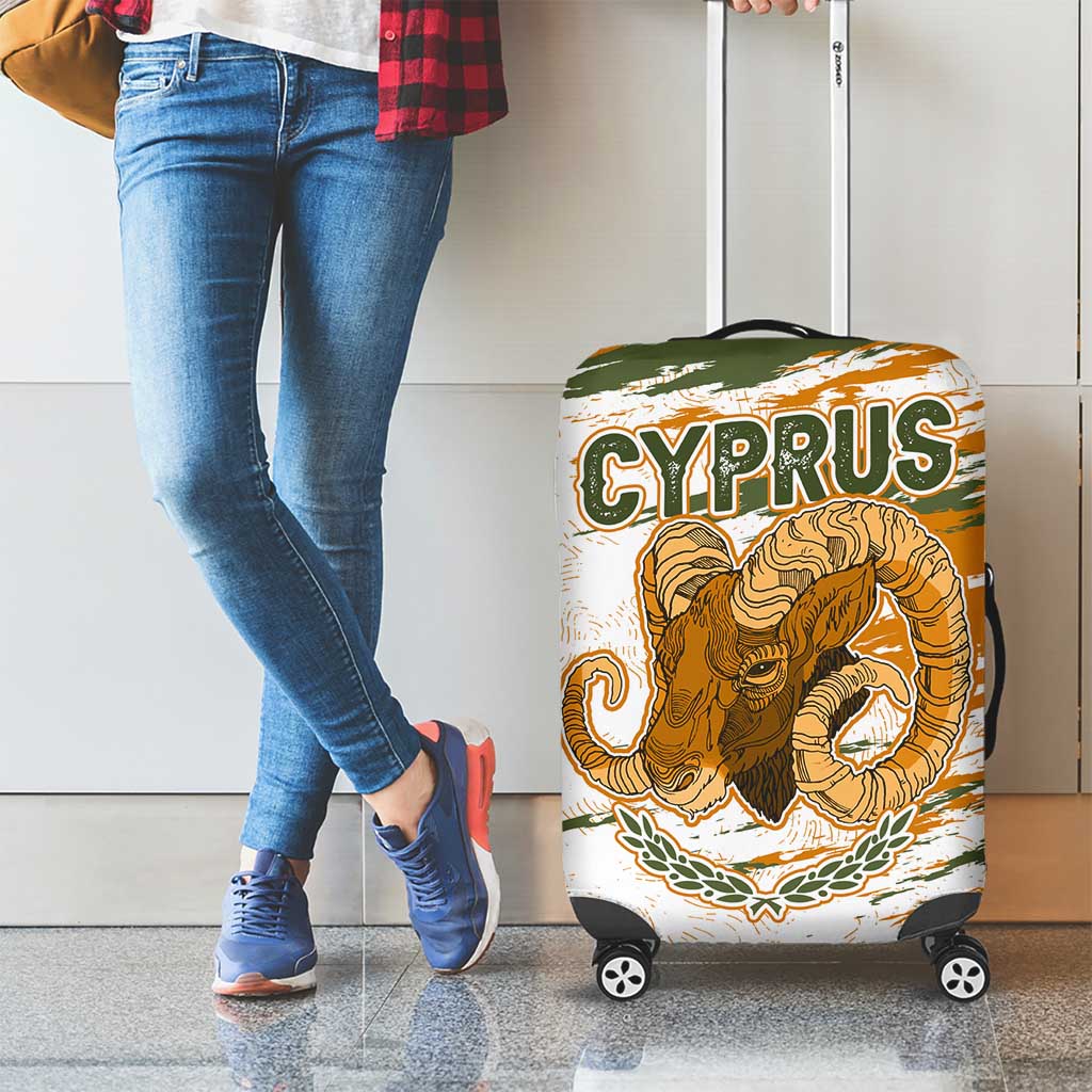 Cyprus Luggage Cover with Mouflon Illustration Design and National Laurel TS04