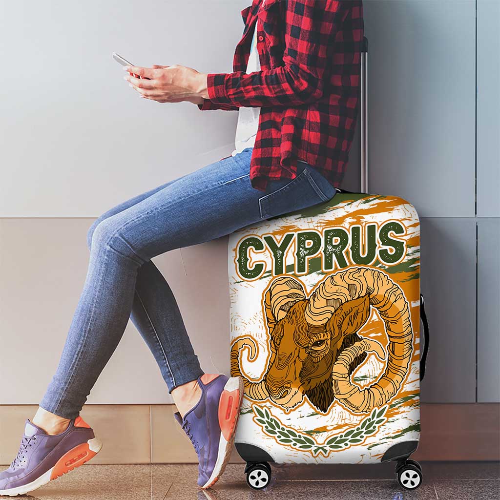 Cyprus Luggage Cover with Mouflon Illustration Design and National Laurel TS04