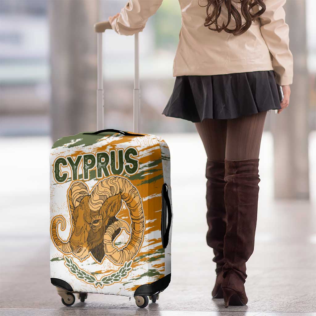 Cyprus Luggage Cover with Mouflon Illustration Design and National Laurel TS04