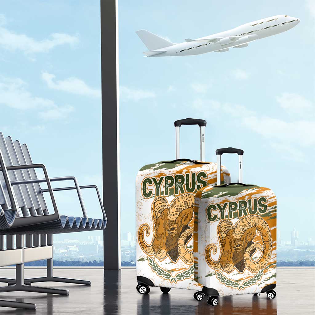 Cyprus Luggage Cover with Mouflon Illustration Design and National Laurel TS04