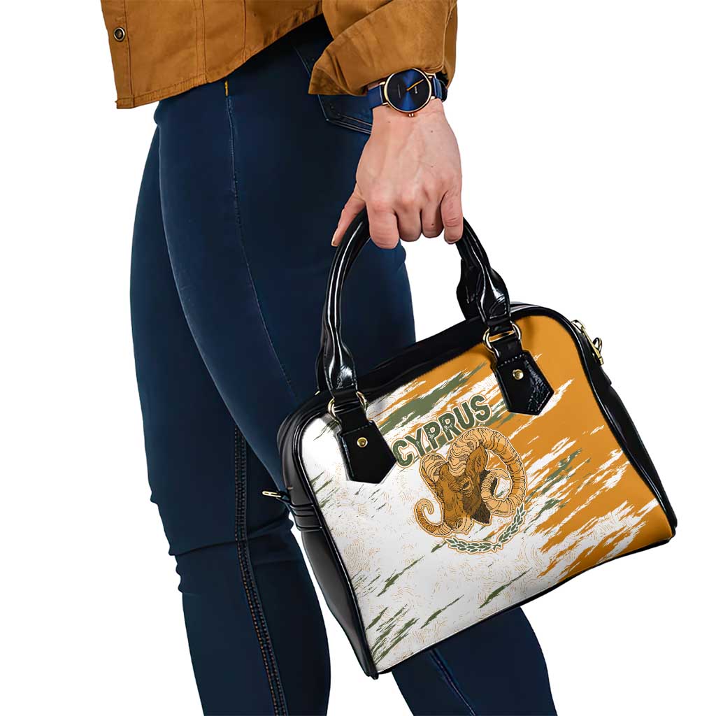 Cyprus Shoulder Handbag with Mouflon Illustration Design and National Laurel TS04