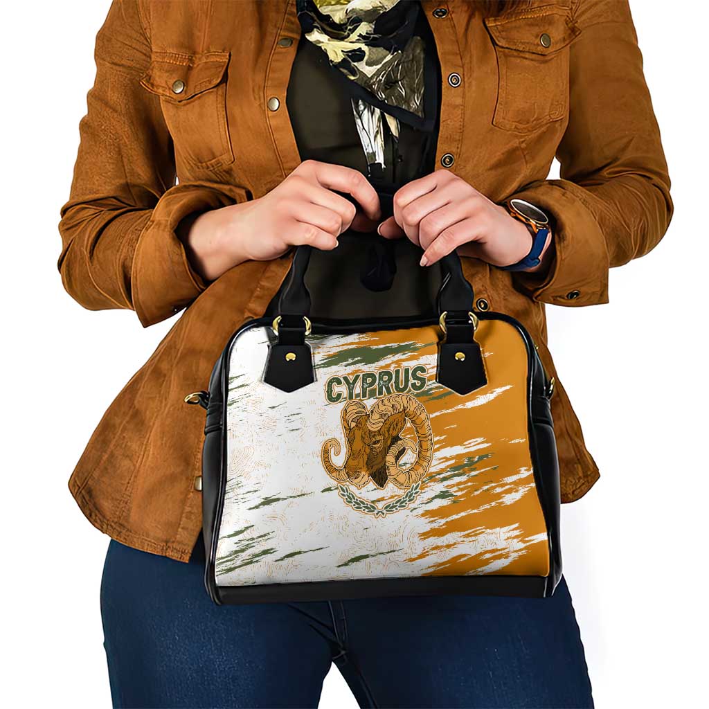 Cyprus Shoulder Handbag with Mouflon Illustration Design and National Laurel TS04
