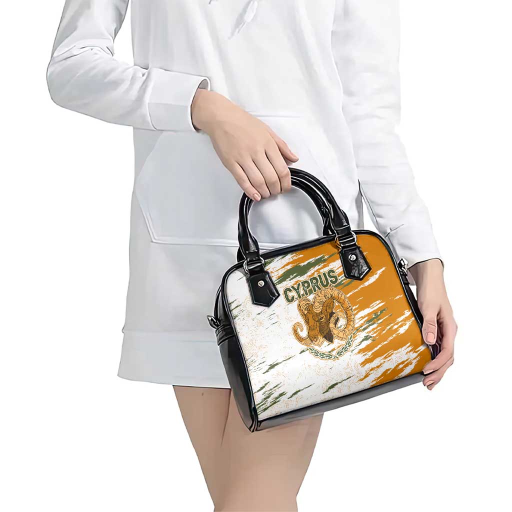 Cyprus Shoulder Handbag with Mouflon Illustration Design and National Laurel TS04