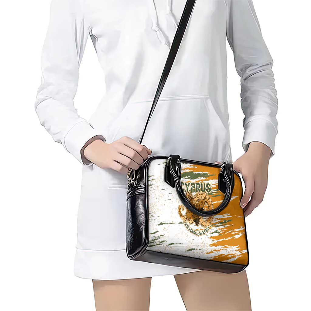 Cyprus Shoulder Handbag with Mouflon Illustration Design and National Laurel TS04