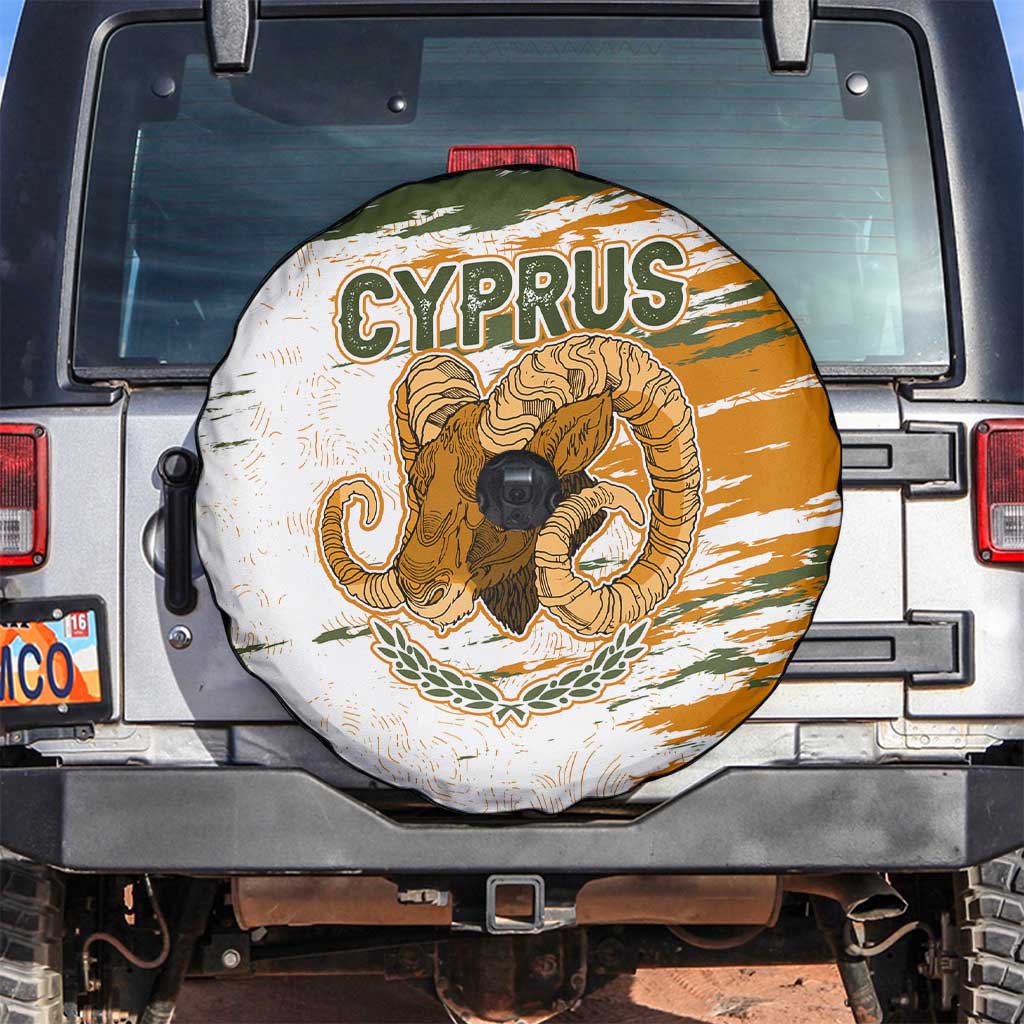 Cyprus Spare Tire Cover with Mouflon Illustration Design and National Laurel TS04