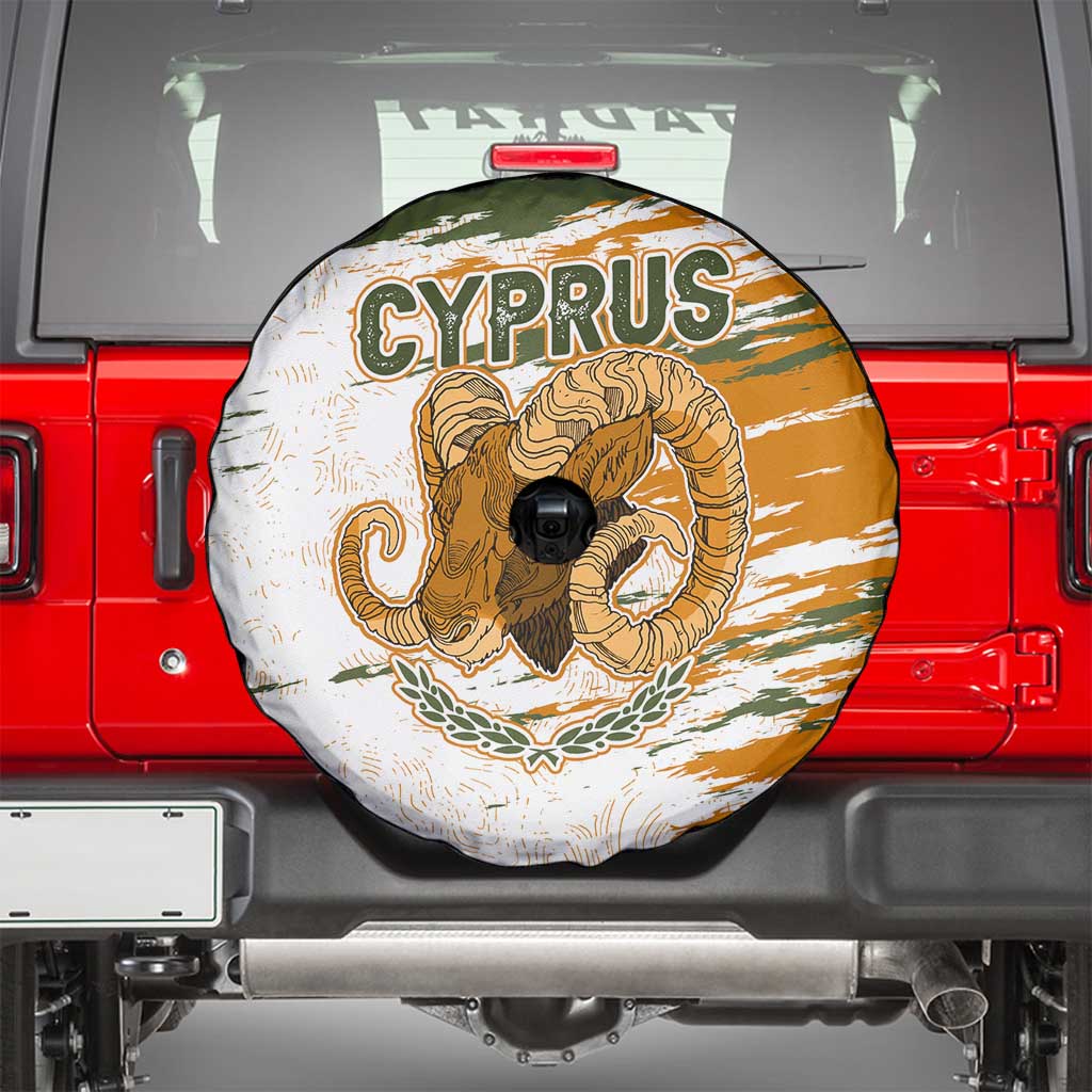 Cyprus Spare Tire Cover with Mouflon Illustration Design and National Laurel TS04