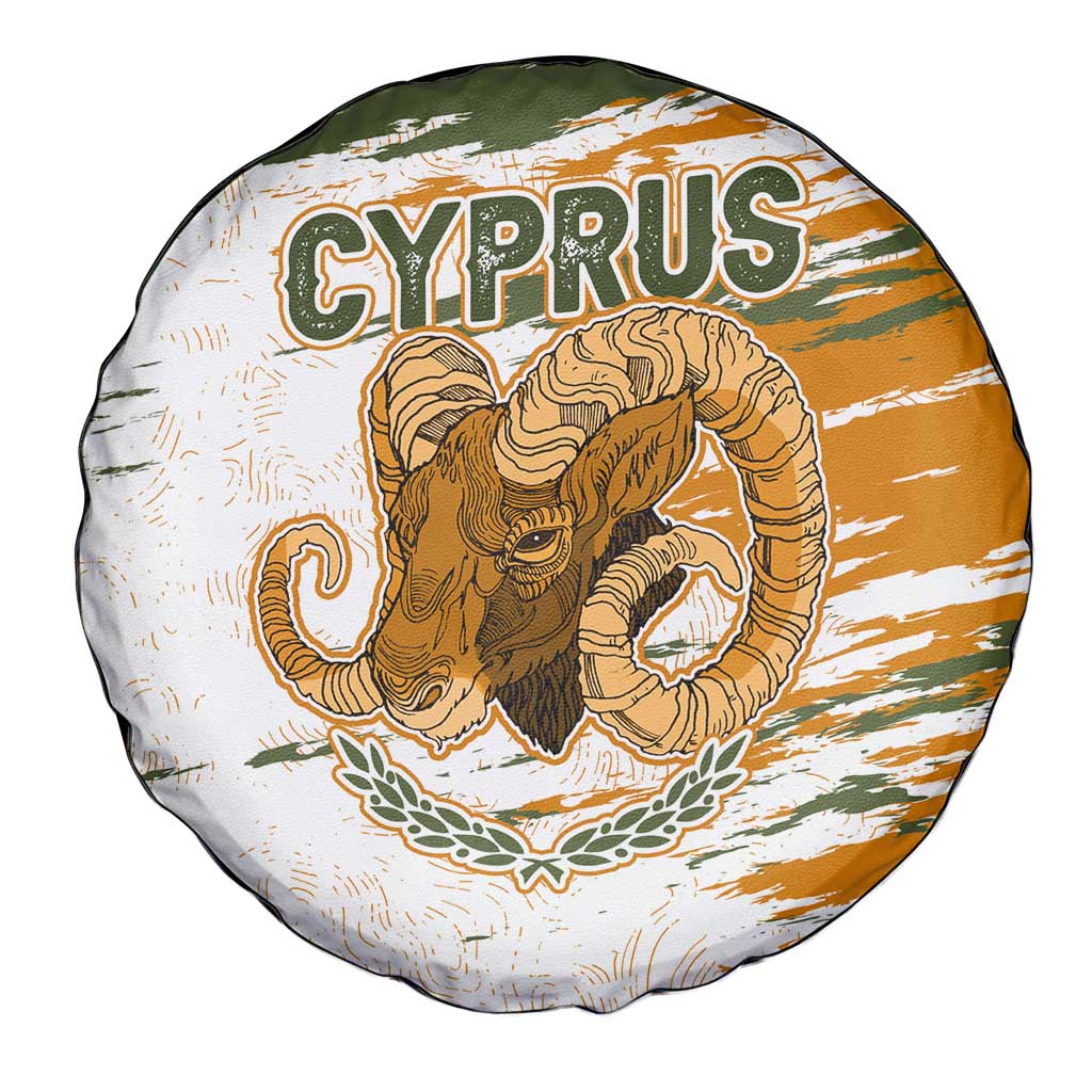 Cyprus Spare Tire Cover with Mouflon Illustration Design and National Laurel TS04