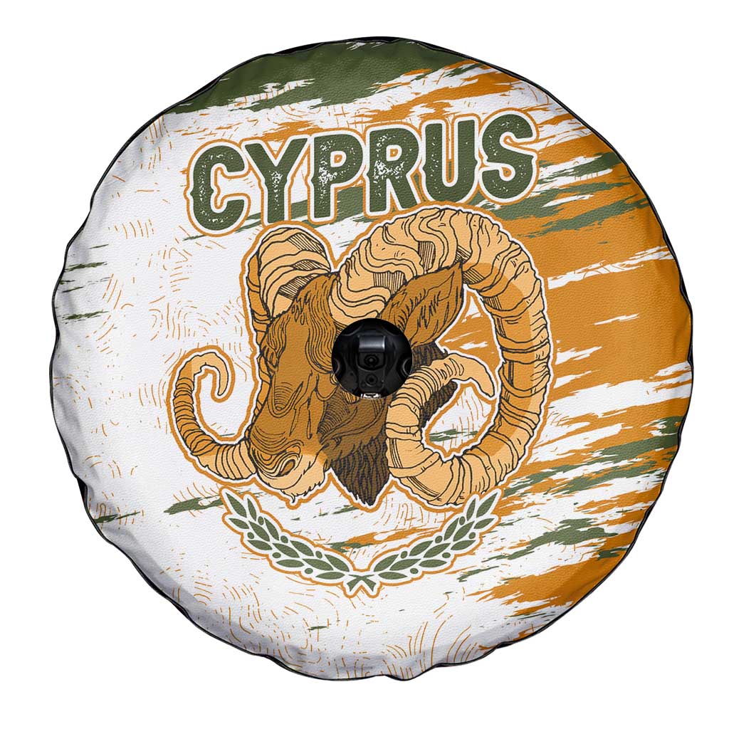 Cyprus Spare Tire Cover with Mouflon Illustration Design and National Laurel TS04