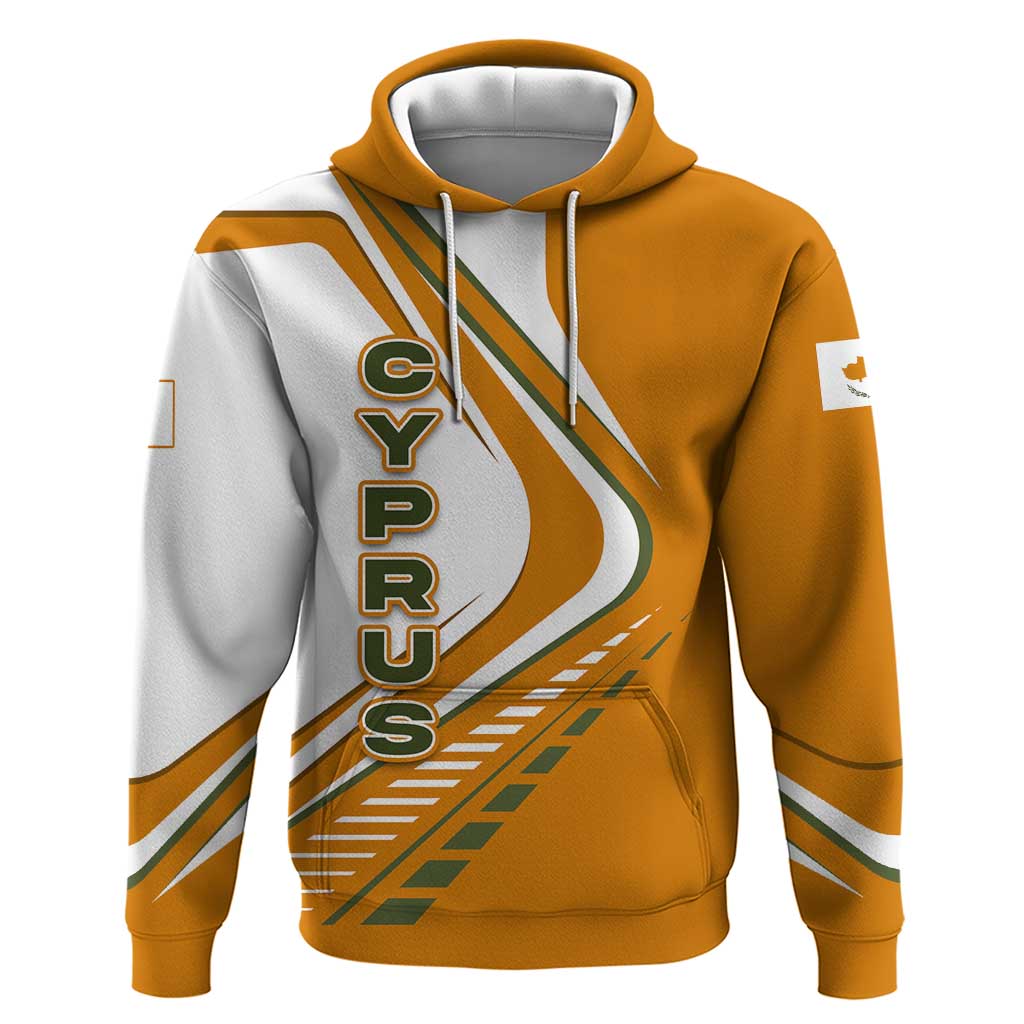 Cyprus Hoodie with Orange White Abstract Streak Design and Flag Emblem TS04