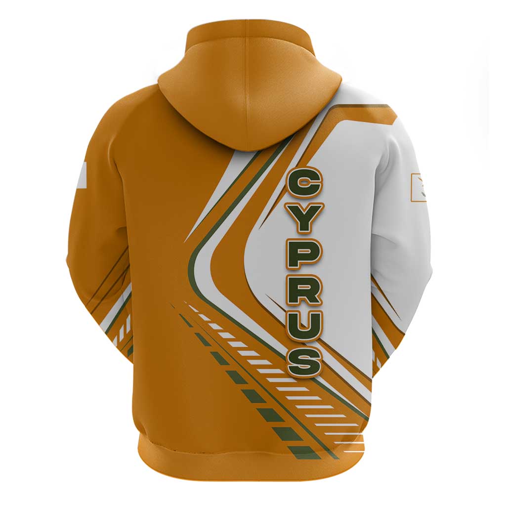 Cyprus Hoodie with Orange White Abstract Streak Design and Flag Emblem TS04
