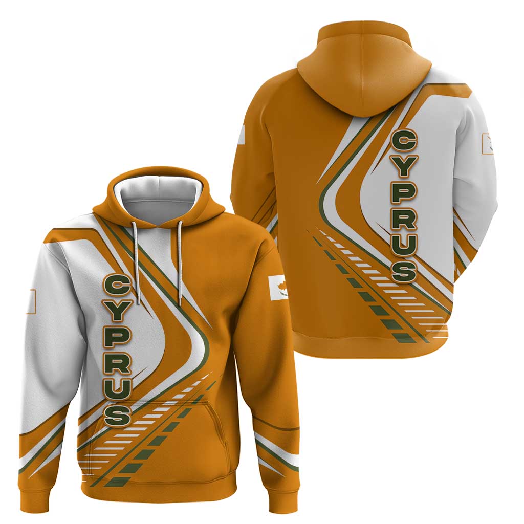 Cyprus Hoodie with Orange White Abstract Streak Design and Flag Emblem TS04