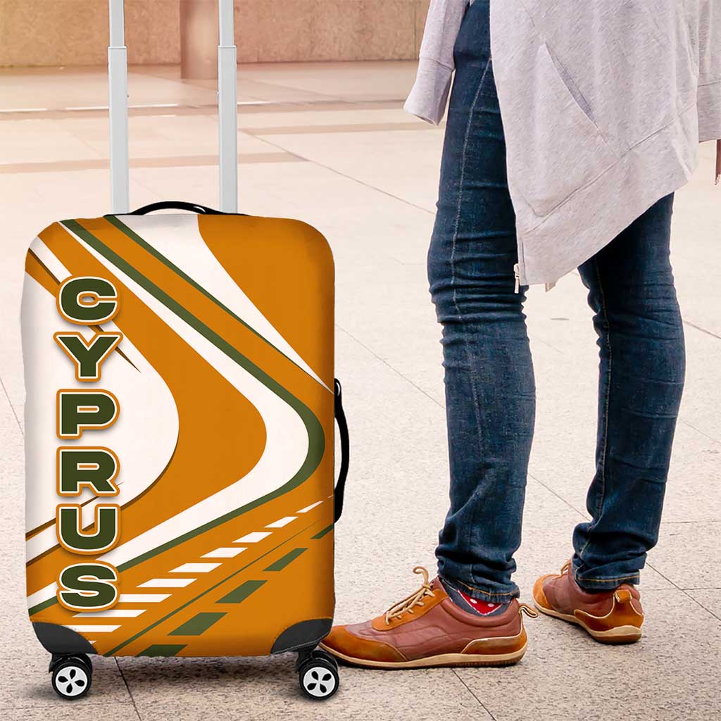 Cyprus Luggage Cover with Orange White Abstract Streak Design and Flag Emblem TS04