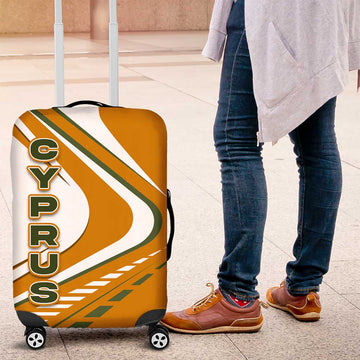 Cyprus Luggage Cover with Orange White Abstract Streak Design and Flag Emblem TS04