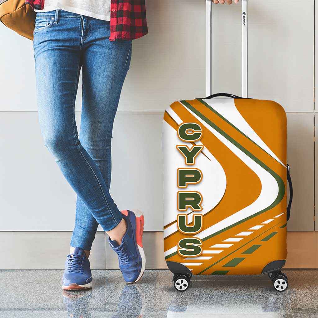 Cyprus Luggage Cover with Orange White Abstract Streak Design and Flag Emblem TS04