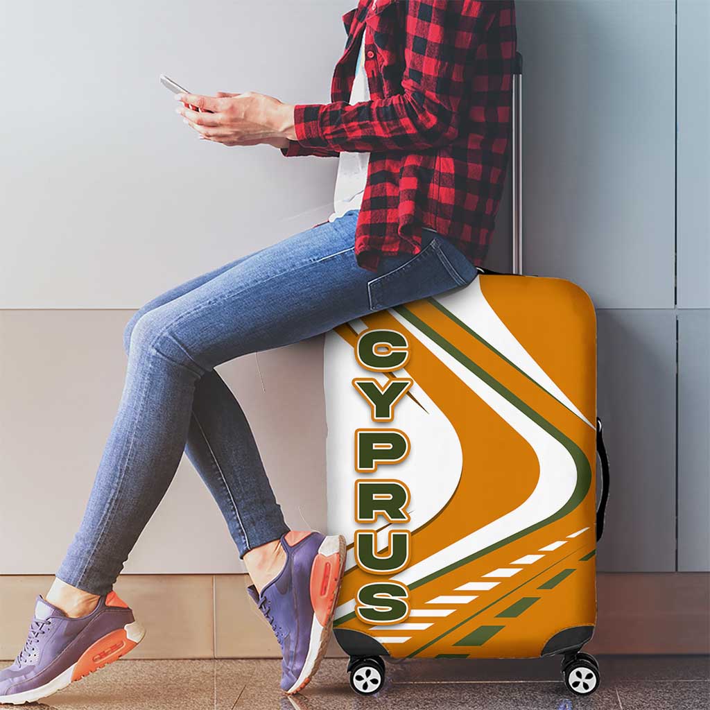 Cyprus Luggage Cover with Orange White Abstract Streak Design and Flag Emblem TS04