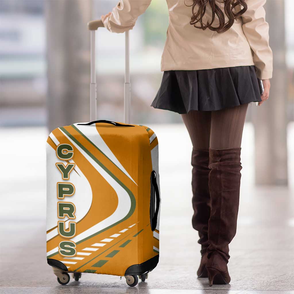 Cyprus Luggage Cover with Orange White Abstract Streak Design and Flag Emblem TS04