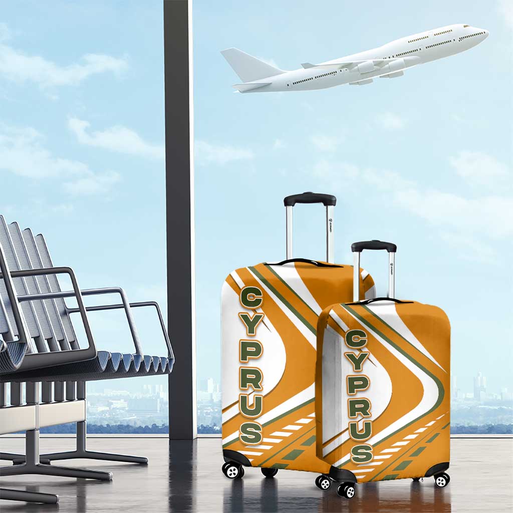 Cyprus Luggage Cover with Orange White Abstract Streak Design and Flag Emblem TS04