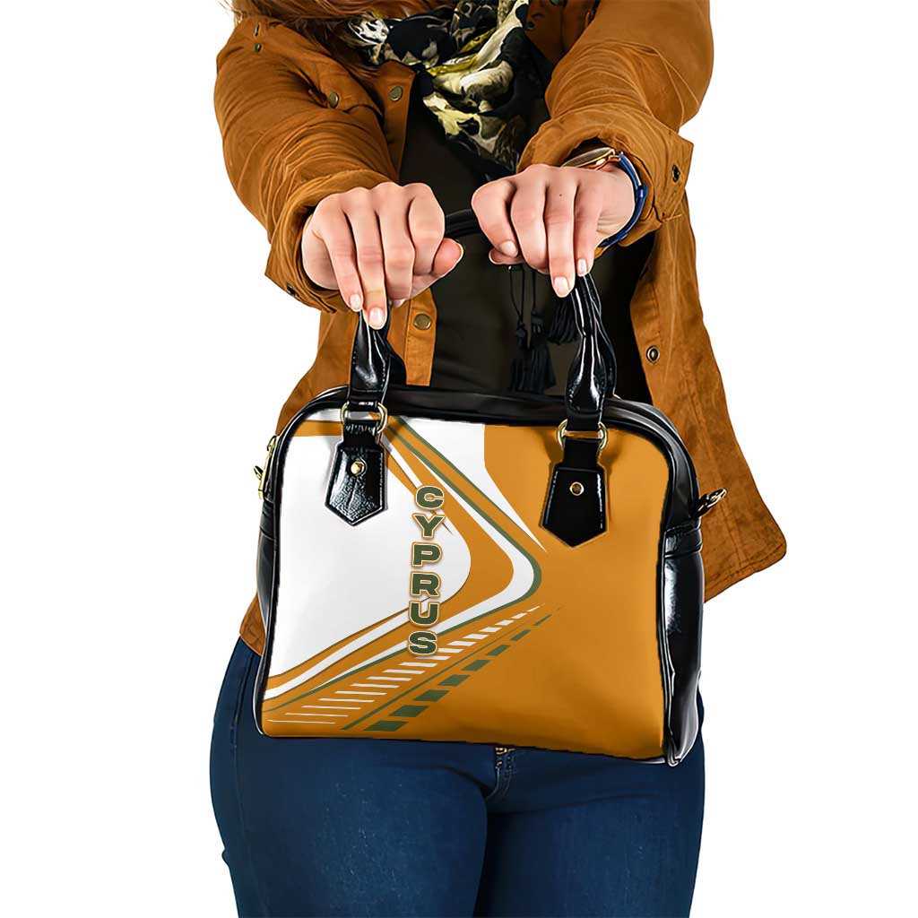 Cyprus Shoulder Handbag with Orange White Abstract Streak Design and Flag Emblem TS04