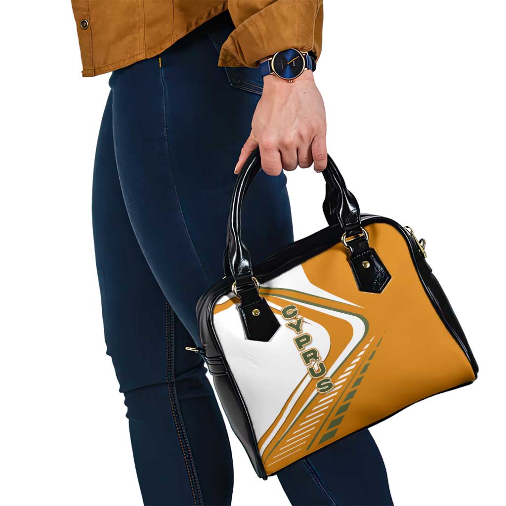 Cyprus Shoulder Handbag with Orange White Abstract Streak Design and Flag Emblem TS04