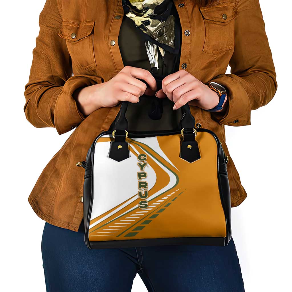 Cyprus Shoulder Handbag with Orange White Abstract Streak Design and Flag Emblem TS04
