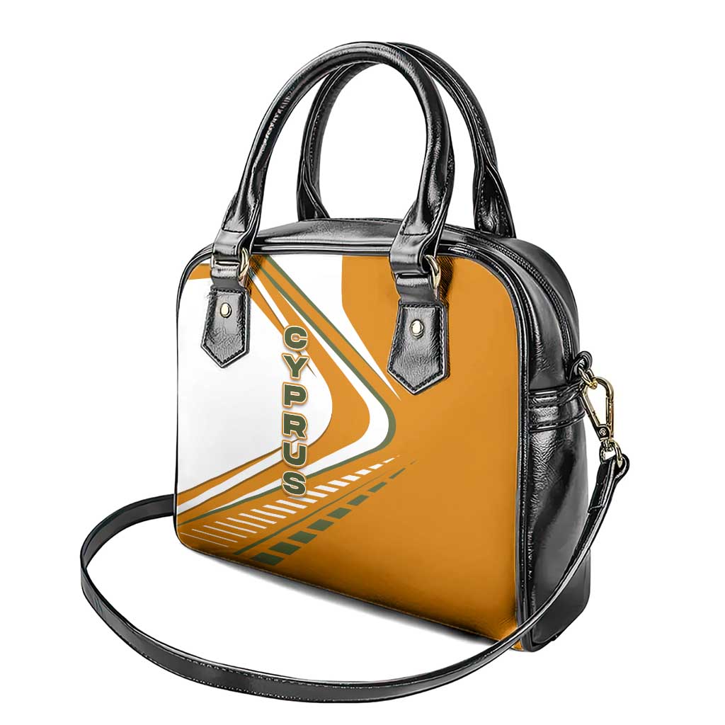 Cyprus Shoulder Handbag with Orange White Abstract Streak Design and Flag Emblem TS04