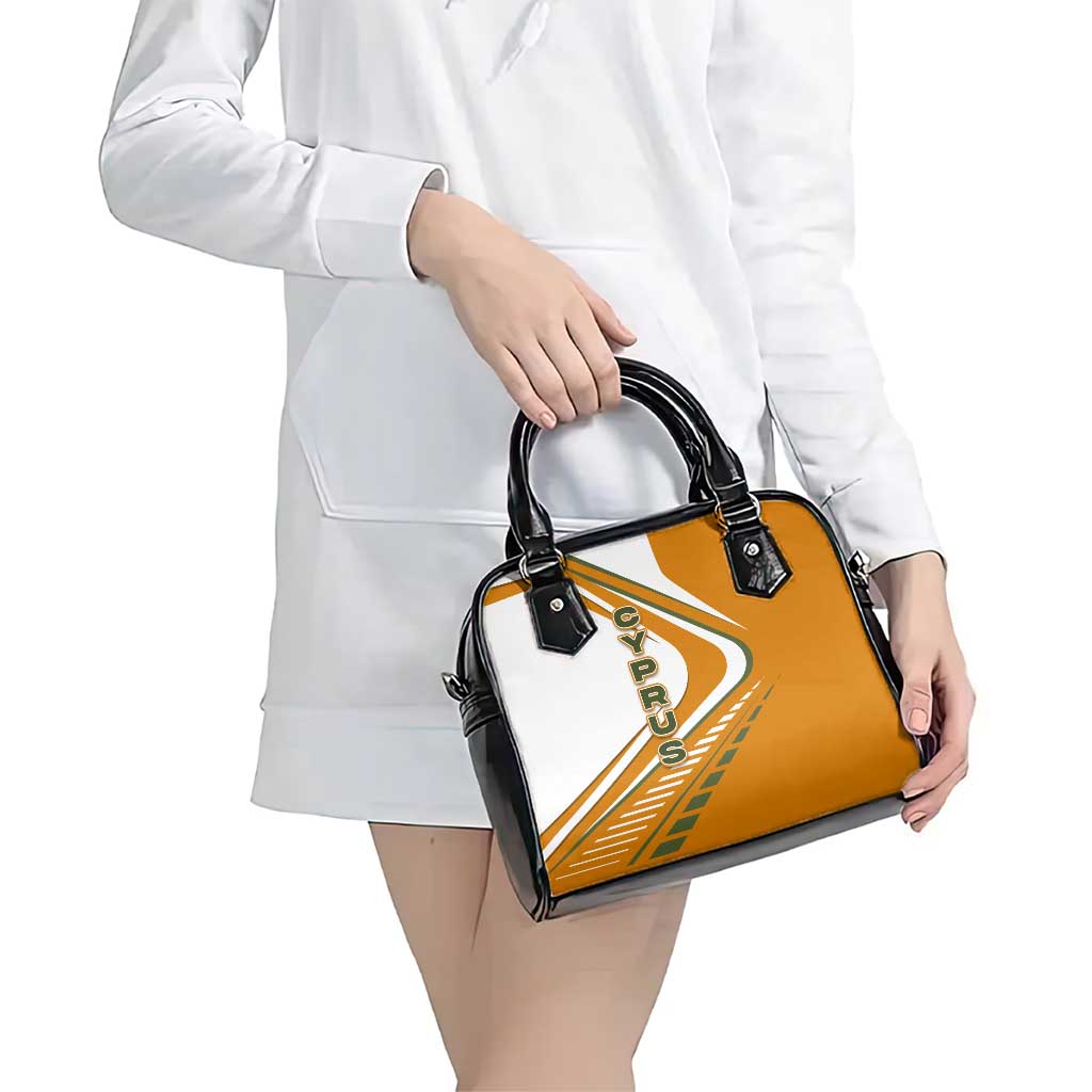 Cyprus Shoulder Handbag with Orange White Abstract Streak Design and Flag Emblem TS04