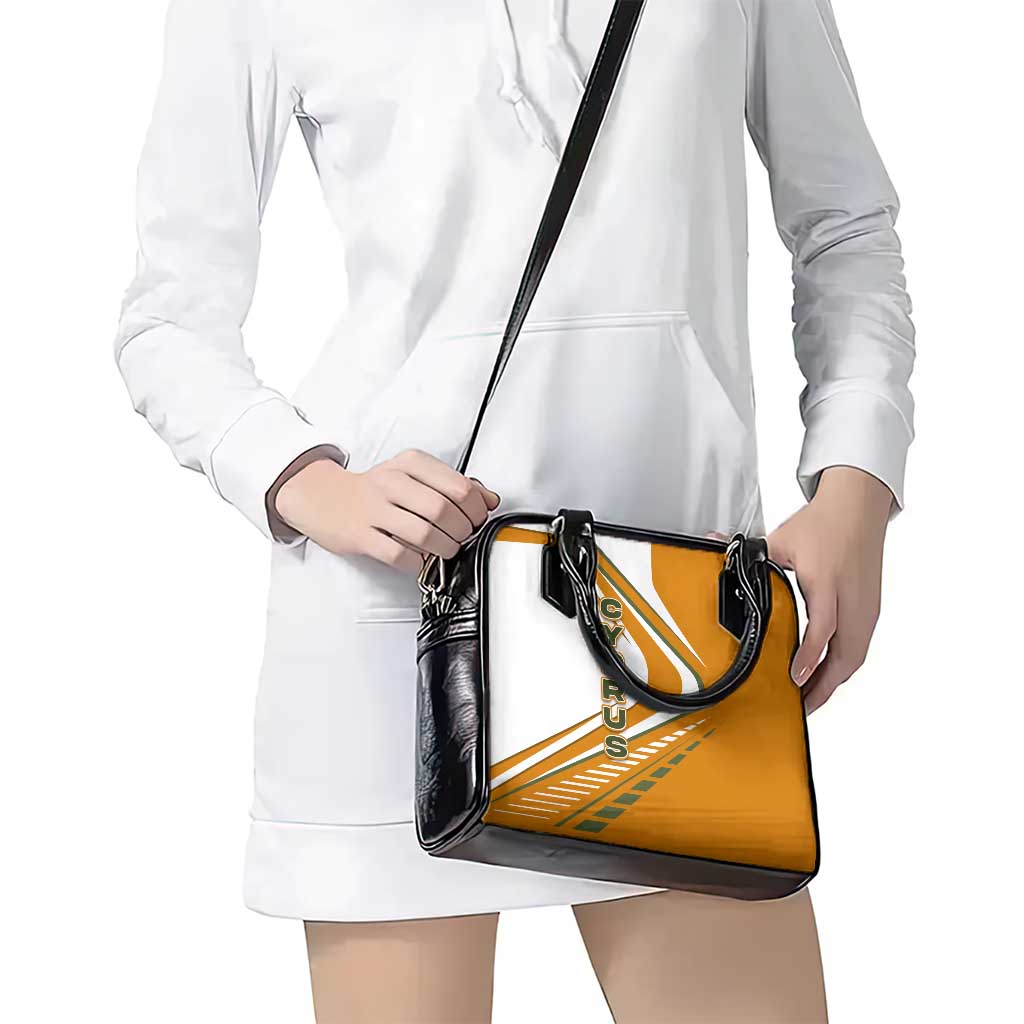 Cyprus Shoulder Handbag with Orange White Abstract Streak Design and Flag Emblem TS04