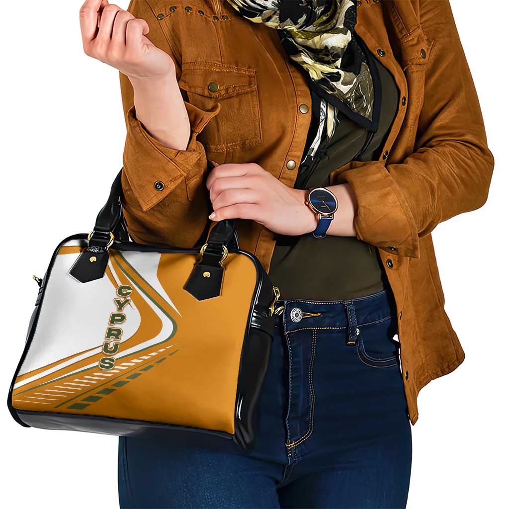 Cyprus Shoulder Handbag with Orange White Abstract Streak Design and Flag Emblem TS04