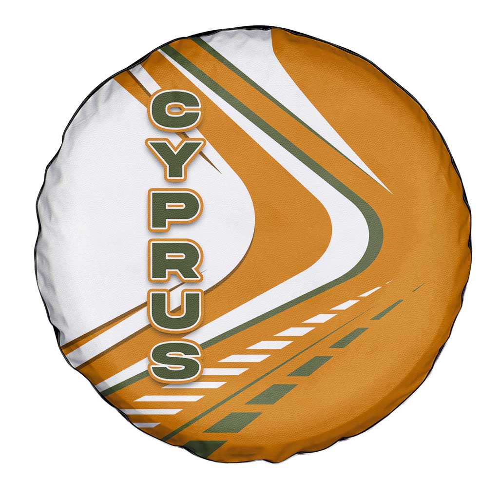 Cyprus Spare Tire Cover with Orange White Abstract Streak Design and Flag Emblem TS04