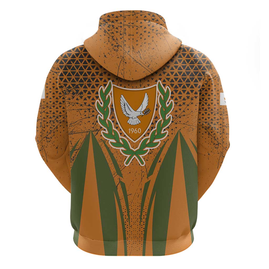 Cyprus Hoodie with Orange Green Grunge Design and Peace Dove Emblem TS04