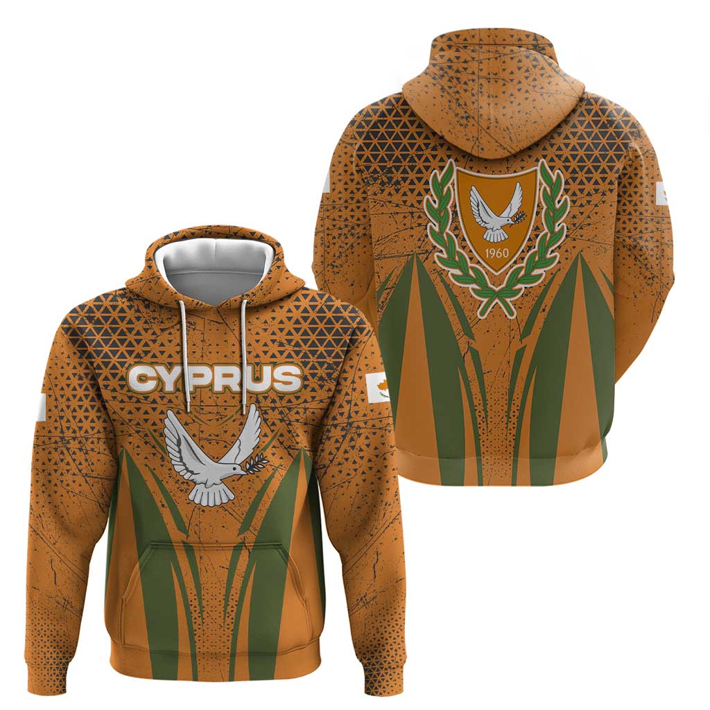 Cyprus Hoodie with Orange Green Grunge Design and Peace Dove Emblem TS04