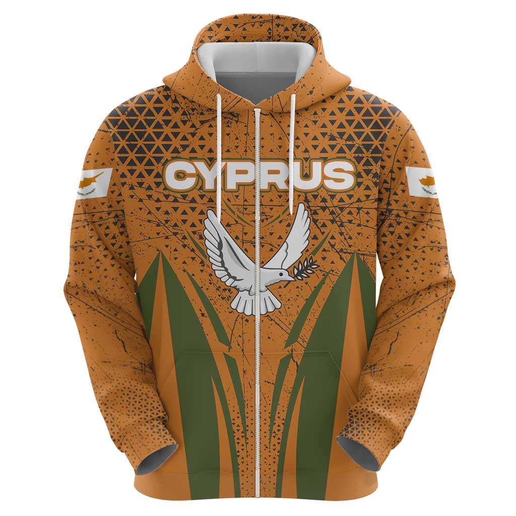 Cyprus Hoodie with Orange Green Grunge Design and Peace Dove Emblem TS04