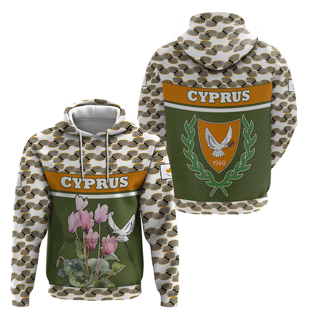 Cyprus Hoodie with Cyclamen Flower Illustration Design and National Emblem TS04