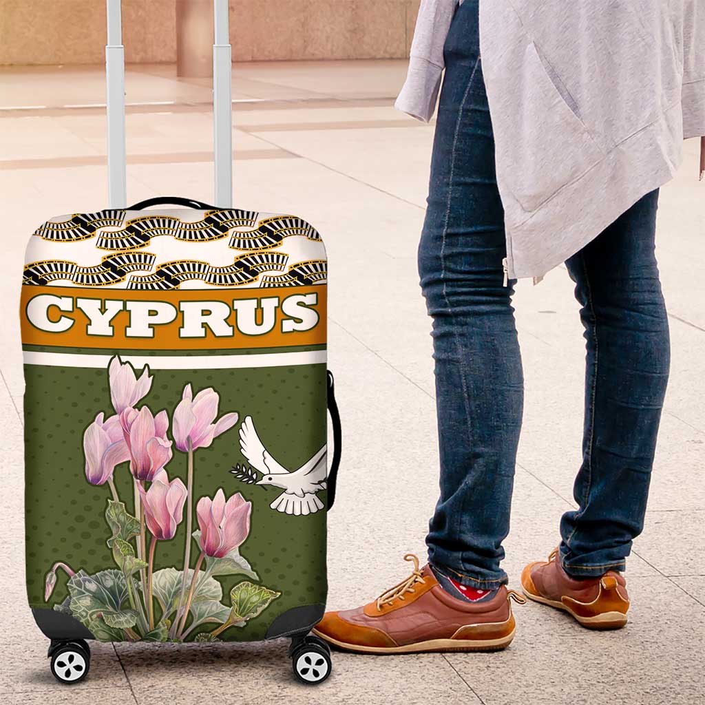 Cyprus Luggage Cover with Cyclamen Flower Illustration Design and National Emblem TS04