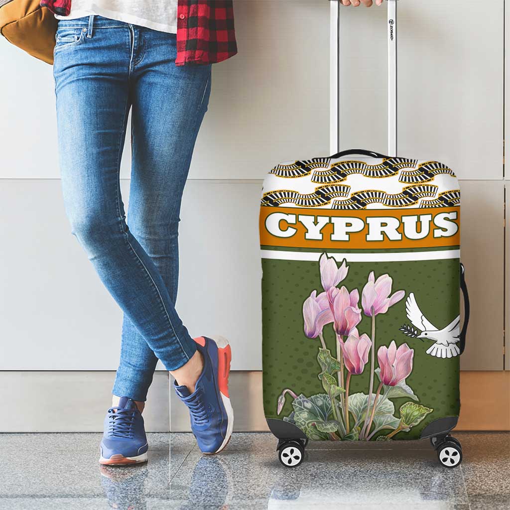 Cyprus Luggage Cover with Cyclamen Flower Illustration Design and National Emblem TS04