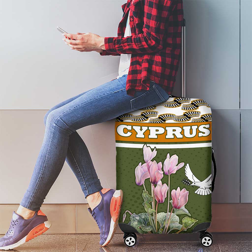 Cyprus Luggage Cover with Cyclamen Flower Illustration Design and National Emblem TS04