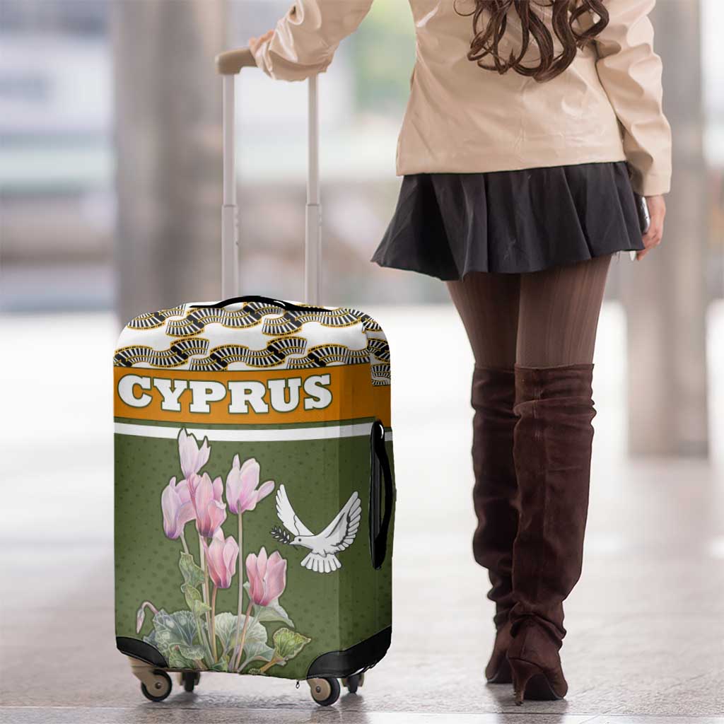 Cyprus Luggage Cover with Cyclamen Flower Illustration Design and National Emblem TS04