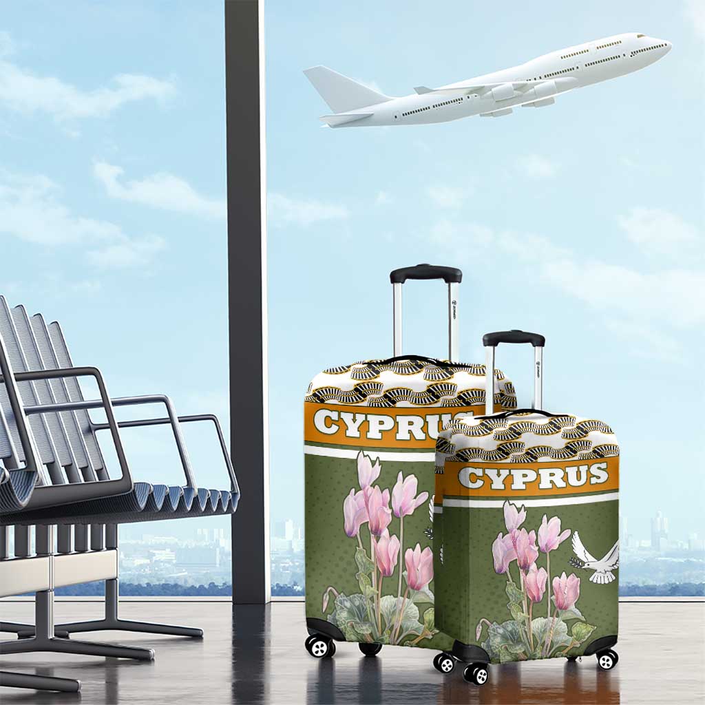 Cyprus Luggage Cover with Cyclamen Flower Illustration Design and National Emblem TS04