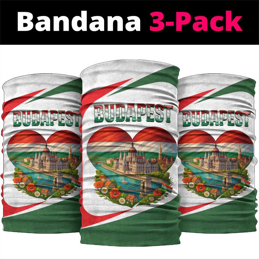 Hungary Neck Gaiter with Budapest Heart Illustration Design and Crown Emblem TS04