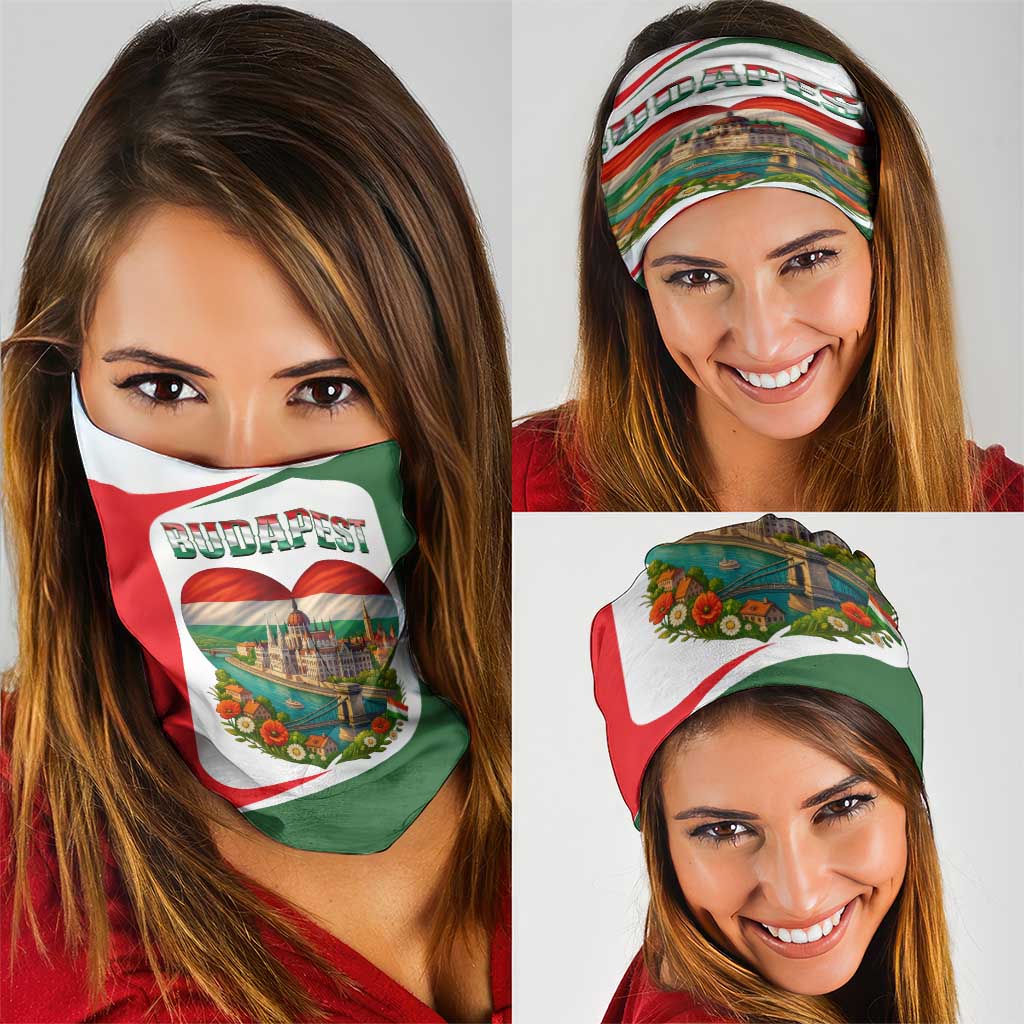 Hungary Neck Gaiter with Budapest Heart Illustration Design and Crown Emblem TS04