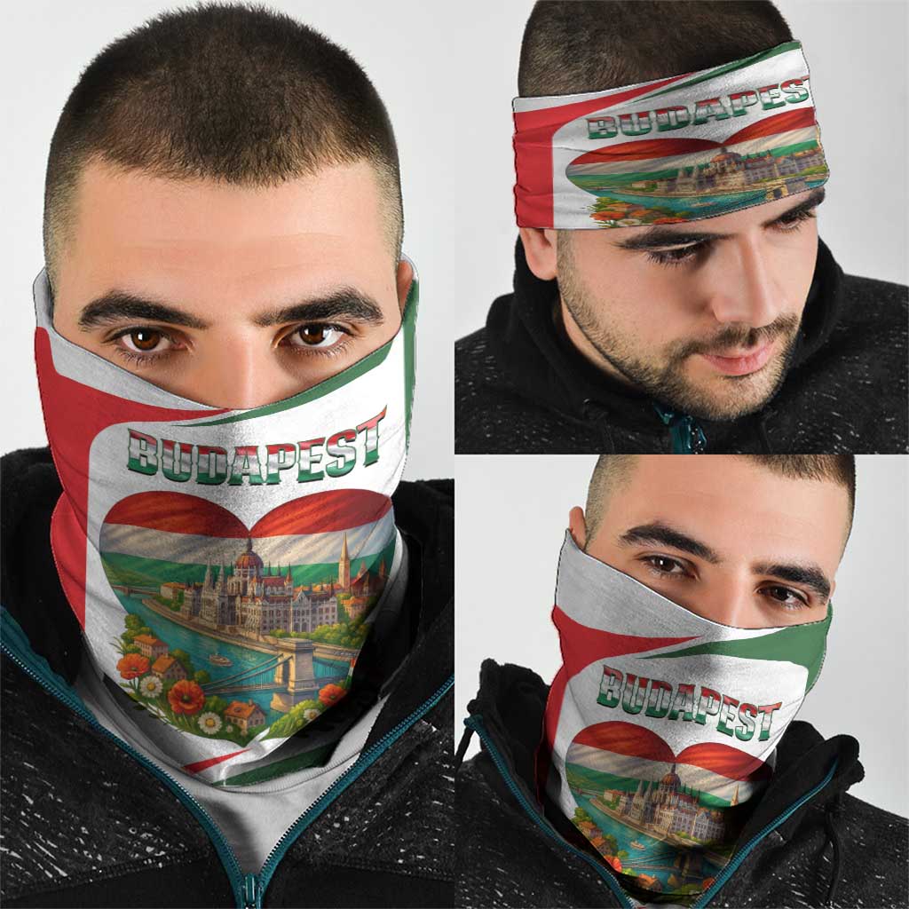 Hungary Neck Gaiter with Budapest Heart Illustration Design and Crown Emblem TS04