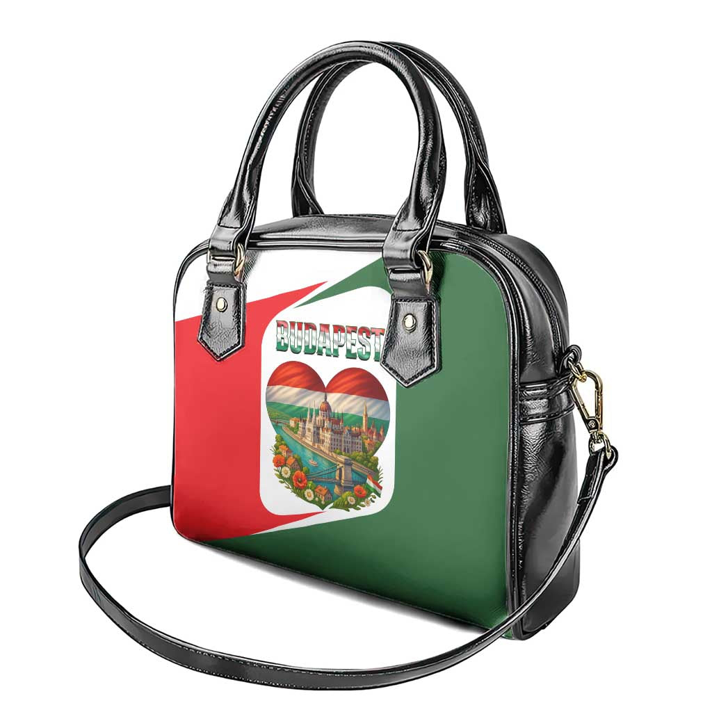 Hungary Shoulder Handbag with Budapest Heart Illustration Design and Crown Emblem TS04