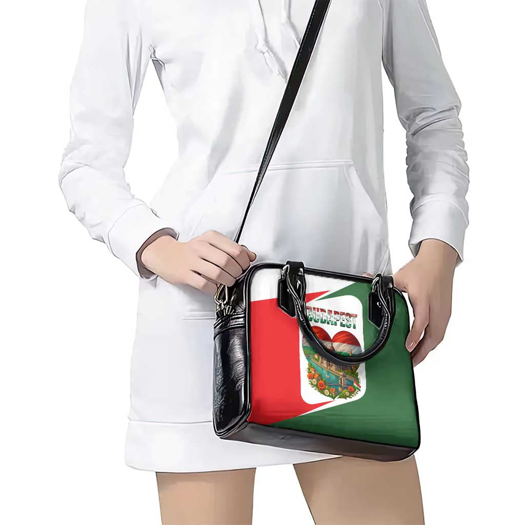 Hungary Shoulder Handbag with Budapest Heart Illustration Design and Crown Emblem TS04