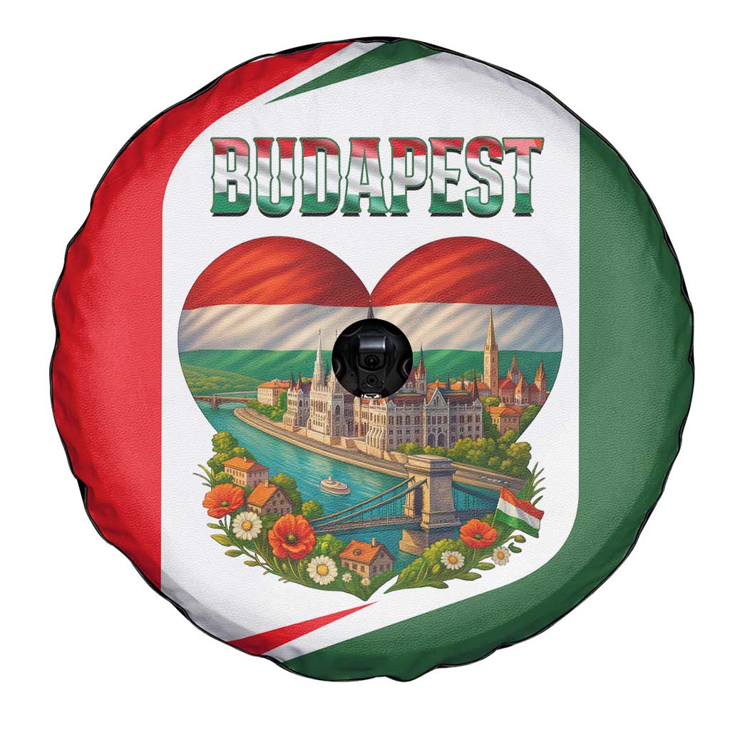Hungary Spare Tire Cover with Budapest Heart Illustration Design and Crown Emblem TS04