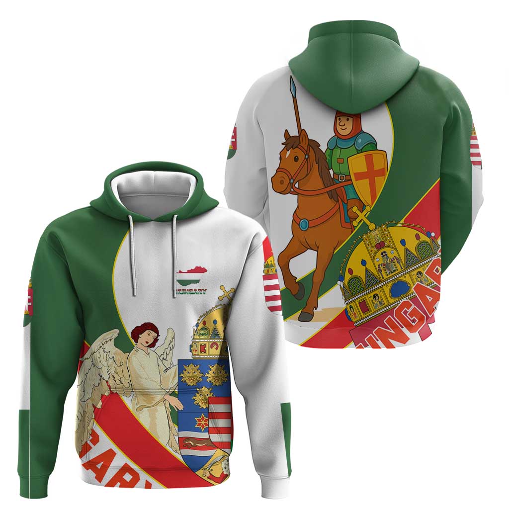 Hungary Hoodie with Knight and Angel Illustration Design and National Crest TS04